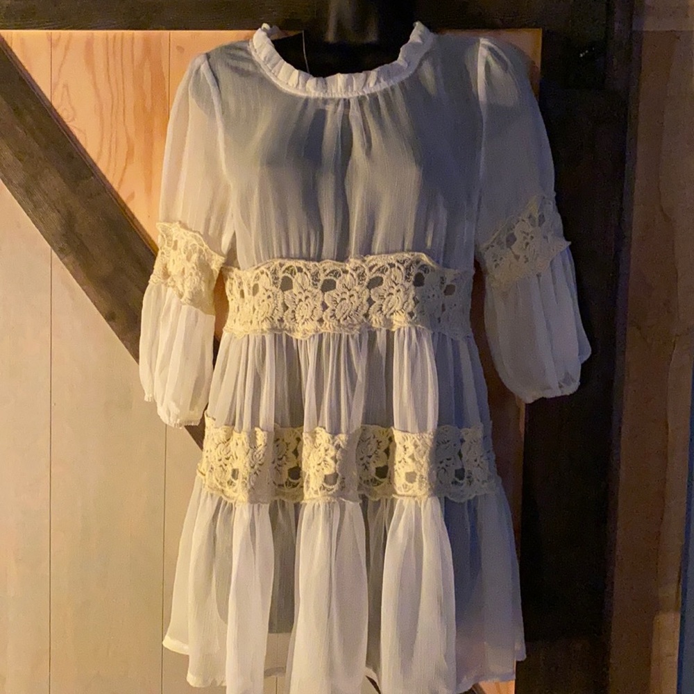 Classy Boho Chic silk & lace blouse